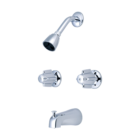CENTRAL BRASS Two Handle Tub and Shower Set, Polished Chrome, Wall 997
